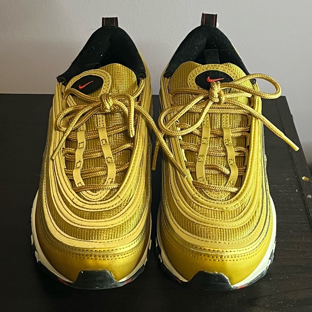 Nike Metallic Gold Sneakers with Red Accents